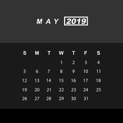 Template of calendar for May 2019