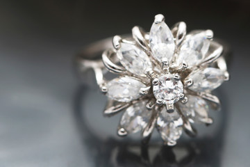 Diamond flower ring , love symbol