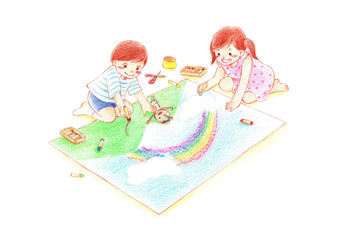 お絵かきする子供