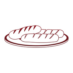 Sausages on dish vector illustration graphic design