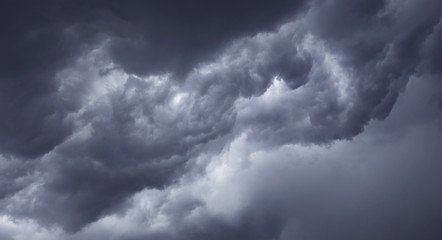 Dark ominous grey storm clouds