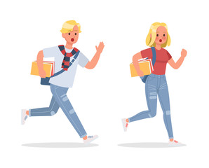 Vector set of students young man and young woman character design. no10