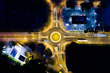 Crossroad in the city in the night