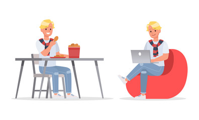 Vector set of students young man character design. no7