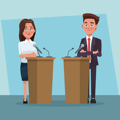 Politician debating cartoons vector illustration graphic design