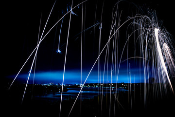 Sparks over night sky