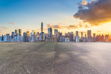 Shenzhen city skyline and outdoor floor