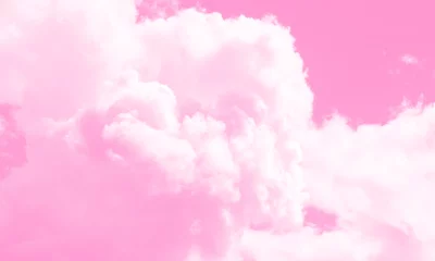 Fototapete Rund Cotton candy sky pink background illustration. © Slanapotam
