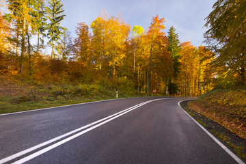 Fototapeta premium Colorful beautiful autumn road. Northern Poland