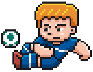 Obraz premium Vector illustration of Cartoon Soccer player - Pixel design