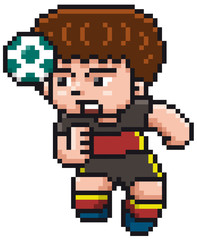Vector illustration of Cartoon Soccer player - Pixel design