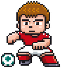 Vector illustration of Cartoon Soccer player - Pixel design