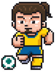 Obraz premium Vector illustration of Cartoon Soccer player - Pixel design