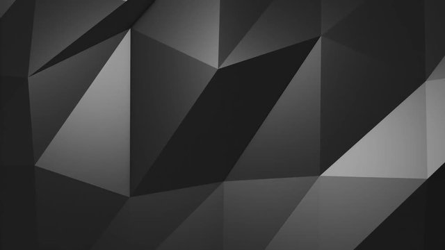 Abstract cg polygonal Black surface. Geometric low poly triangles motion background. 