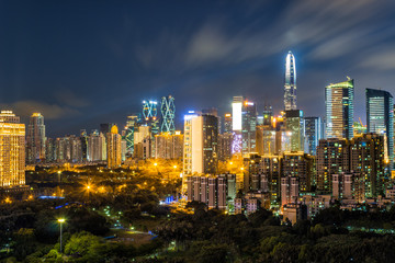 Naklejka premium Nocny widok miasta Shenzhen