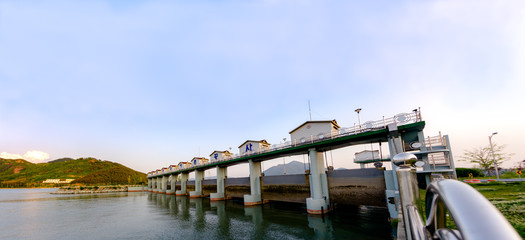 Water gate use for irrigation and agriculture in South Gyeongsang Province, South Korea.