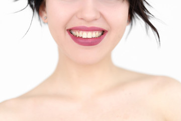 emotion face. smiling woman with white teeth. dentist oral health hygiene and care. young beautiful...