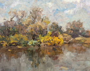 landscape, oil painting, hand made