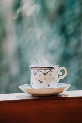 Elegant tea cup and stand shelf