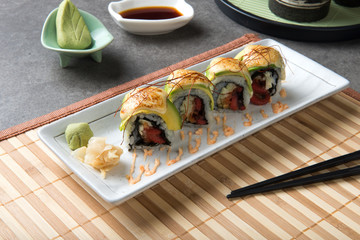 octopus roll with avocado