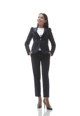 bottom view of confident business woman