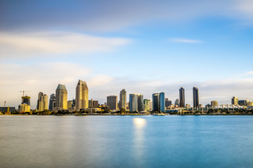 Fototapeta na wymiar Sunrise San Diego skyline from Coronado Island