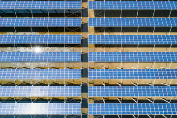 aerial view of solar power panels