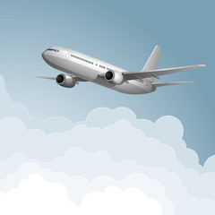 Air flight concept design, vector drawn jet airplane.