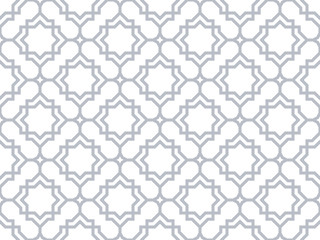 Abstract geometry pattern in Arabian style. Seamless vector background. White and blue graphic ornament. Simple lattice graphic design