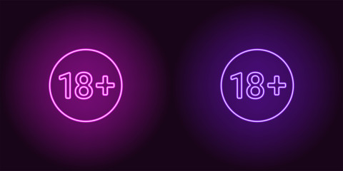 Neon icon of Age limit for Under 18