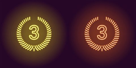 Neon icon of Yellow and Orange Third Place