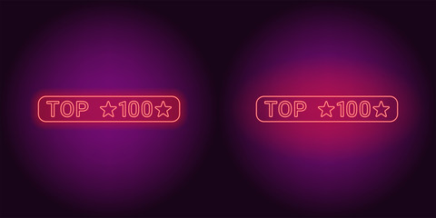 Neon banner of Red Top 100, the Best