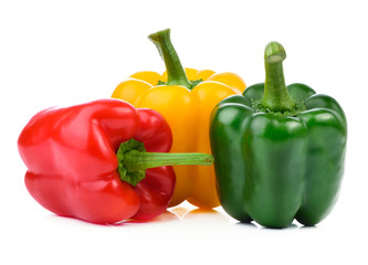 pepper sweet red,green and yellow isolated on a white background