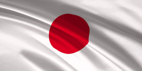 Naklejka premium 日本 国旗 シルク 背景 