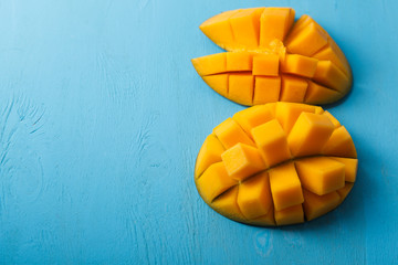 Fresh orange mango on wood desk