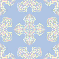 Floral seamless pattern. Pale blue background with beige and pink flower elements