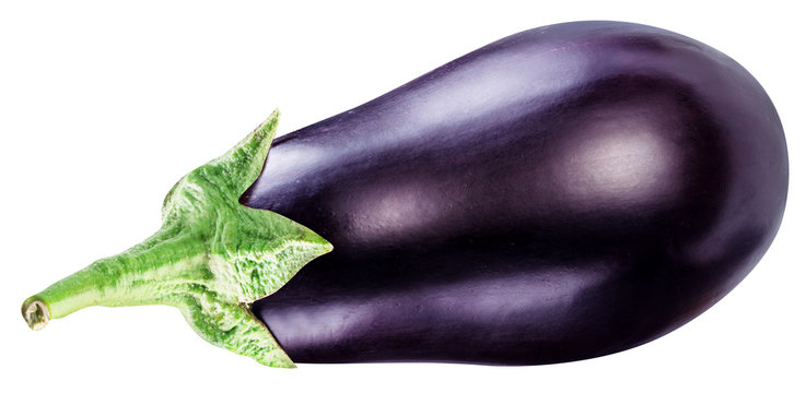 Aubergine or eggplant isolated on white background.