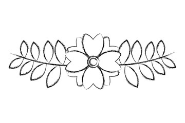 flower branch natural leaves decoration image vector illustration sketch