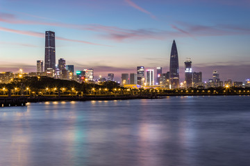 Fototapeta na wymiar Shenzhen Bay Houhai financial district skyline