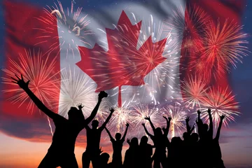 Acrylic kitchen splashbacks Canada Fireworks on day of Canada