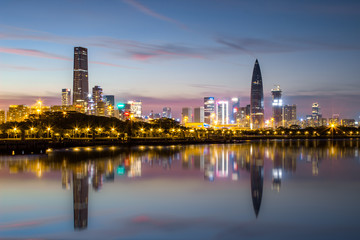 Fototapeta na wymiar Shenzhen Bay Houhai financial district skyline