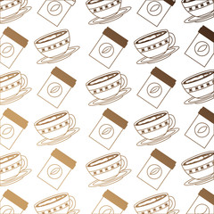 coffee cup on dish and herbal teabag pattern design vector illustration neon design