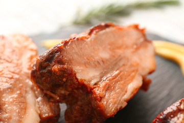 Delicious grilled ribs, closeup