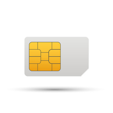 Vector Mobile Cellular Phone Sim Card Chip Isolated on Background