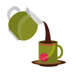 coffee teapot with cup isolated icon vector illustration design