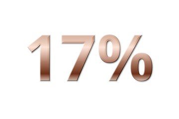 17 % - seventeen copper-coloured percent on white background