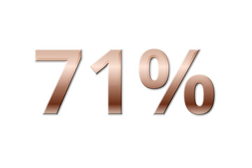 71 % - seventy-one copper-coloured percent on white background