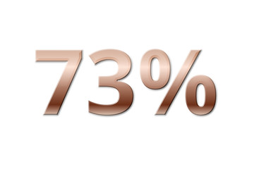 73 % - seventy-three copper-coloured percent on white background