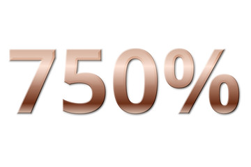 750 % - seven hundred and fifty copper-coloured percent on white background