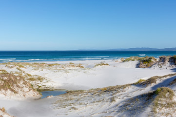 White sand dunes at The Bay of Fires, Tasmania, Australia